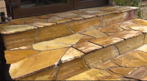 Плитняк златолит жёлтый золотистый для отмостки купить в Домодедово